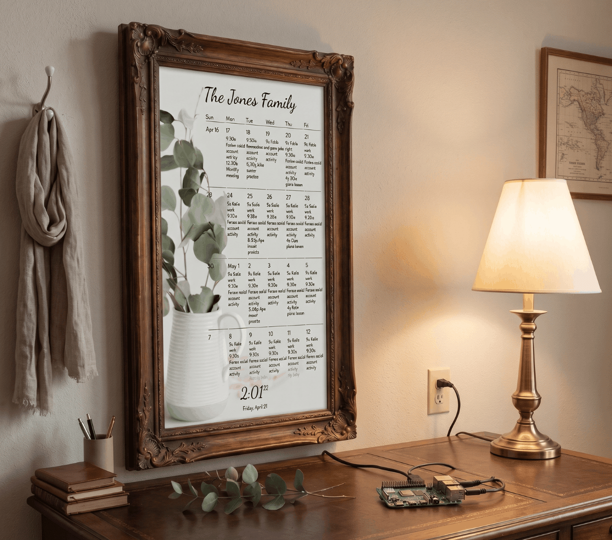 Custom framed DAKboard powered by a Raspberry Pi